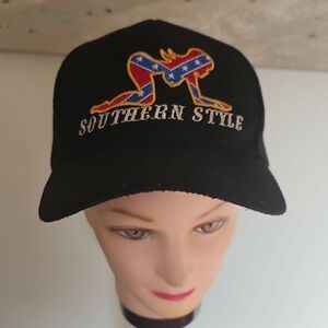 Southern Style Black Baseball cap hat adjustable embroidered